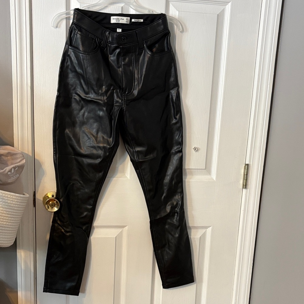 Abercrombie & Fitch Vegan Leather Pants - Black